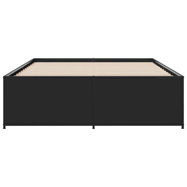 vidaXL Estructura de cama madera de ingenier&iacute;a y metal negro 140x190cm