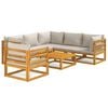 vidaXL Set muebles de jard&iacute;n 7 pzas madera maciza y cojines gris claro