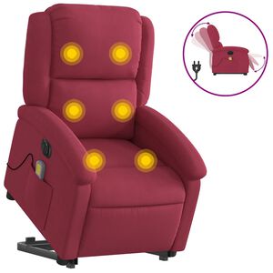 vidaXL Sill&oacute;n de masaje reclinable elevable terciopelo rojo tinto