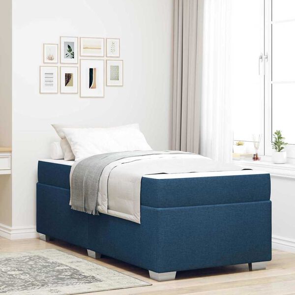 vidaXL Estructura de cama con colch&oacute;n Azul 100 x 200 cm tela