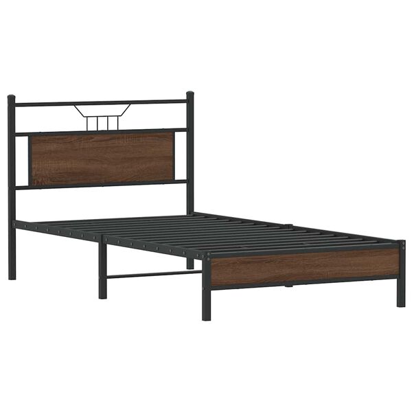 vidaXL Estructura de cama sin colch&oacute;n madera marr&oacute;n roble 100x200 cm