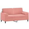 vidaXL Sof&aacute; 2 plazas almohadas y cojines terciopelo rosa 140 cm