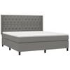 vidaXL Cama box spring colch&oacute;n y luces LED tela gris oscuro 160x200 cm