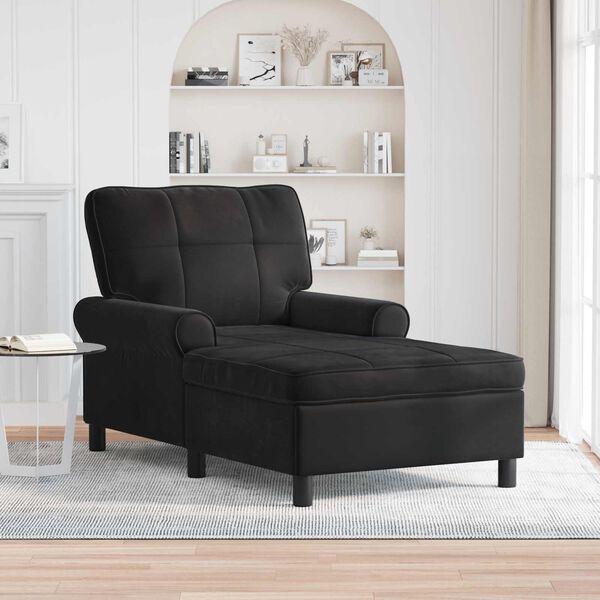 vidaXL Sill&oacute;n reclinable con coj&iacute;n Negro 91 x 157 x 91 cm Terciopelo