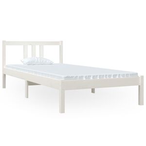 vidaXL Estructura de cama sin colch&oacute;n madera maciza blanco 90x200 cm
