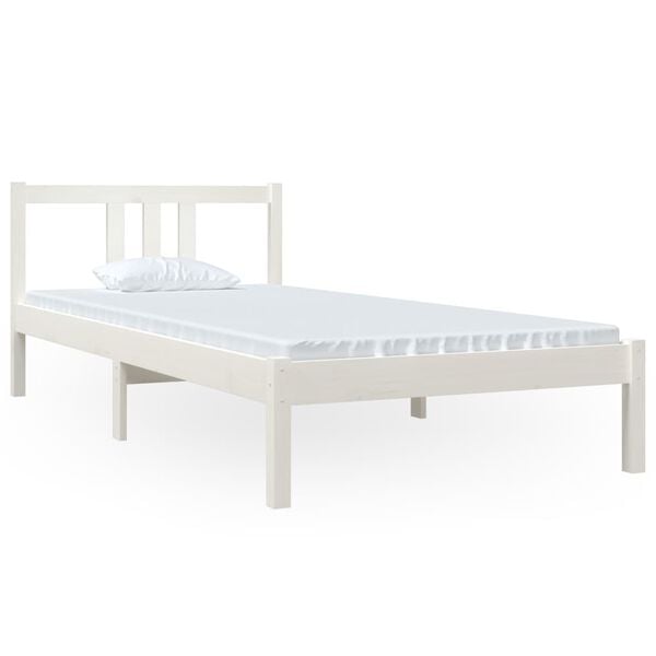 vidaXL Estructura de cama sin colch&oacute;n madera maciza blanco 90x200 cm