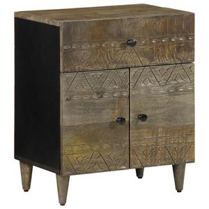 vidaXL Mesita de noche madera maciza de mango gris claro 50x33x60 cm