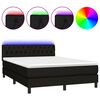 vidaXL Cama box spring colch&oacute;n y luces LED tela negro 140x190 cm