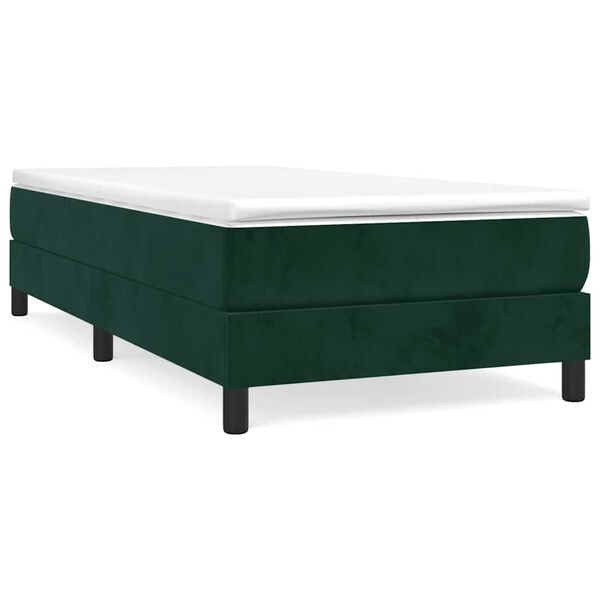 vidaXL Cama box spring con colch&oacute;n terciopelo verde oscuro 120x200 cm
