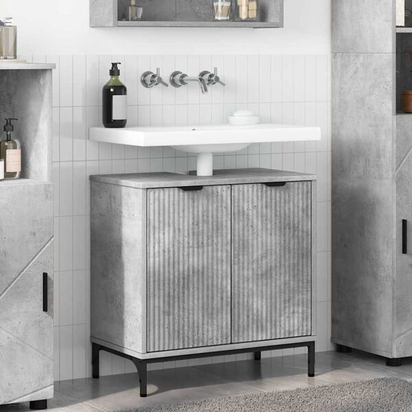 vidaXL Gabinete de Lavabo para Ba&ntilde;o Gris Concreto 60,5 x 33,5 x 61 cm