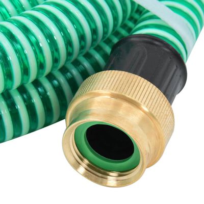 vidaXL Manguera de succión con conectores de latón PVC verde 29 mm 5 m