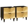 vidaXL Mesa de noche 2 uds. Negro y dorado 40 x 33 x 46 cm
