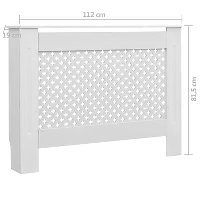 vidaXL Cubierta para radiador MDF blanco 112x19x81,5 cm