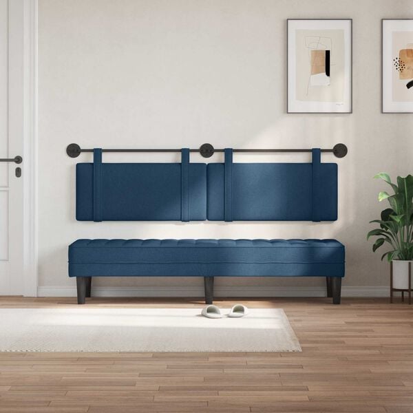 vidaXL Cabecera Colgante Montaje en la pared Azul 190 x 55 x 5 cm tela
