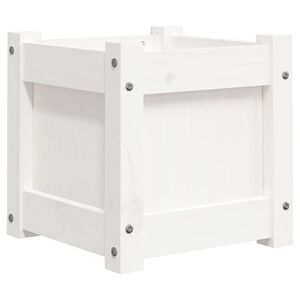 vidaXL Jardinera de madera maciza de pino blanca 31x31x31 cm