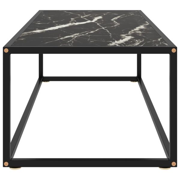 vidaXL Mesa de centro negra con vidrio de m&aacute;rmol negro 120x50x35 cm