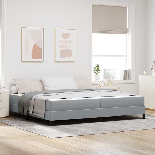 vidaXL Cama tipo Box Spring con colch&oacute;n Gris Claro 200 x 200 cm tela
