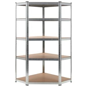 vidaXL Estanter&iacute;a esquina 5 niveles madera contrachapada y acero plata