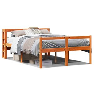 vidaXL Estructura cama con cabecero madera pino marr&oacute;n cera 120x200 cm