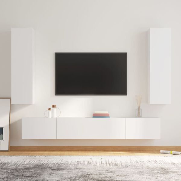 vidaXL Set de muebles para TV 4 piezas madera contrachapada blanco