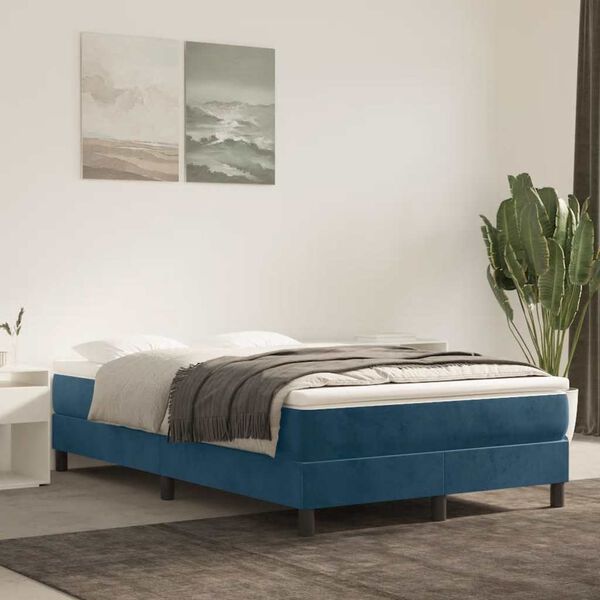 vidaXL Cama box spring con colch&oacute;n terciopelo azul oscuro 120x200 cm