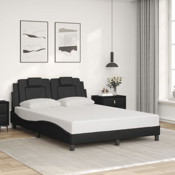 vidaXL Estructura de cama Viana con LED sin colch&oacute;n negro 140x190 cm