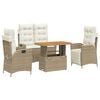 vidaXL Set de comedor jard&iacute;n con cojines 4 pzas rat&aacute;n sint&eacute;tico beige