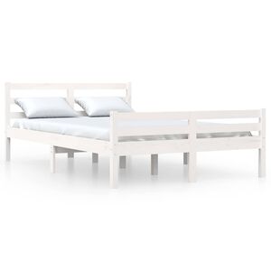 vidaXL Estructura de cama sin colch&oacute;n madera maciza blanco 140x200 cm
