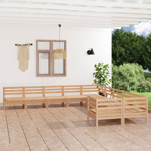 vidaXL Juego de muebles de jard&iacute;n 10 piezas madera maciza de pino