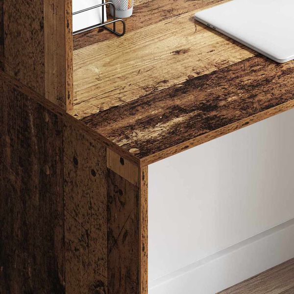 vidaXL Escritorio con estante Madera envejecida 102 x 50 x 124 cm