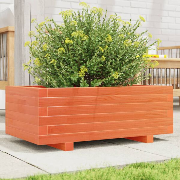 vidaXL Jardinera de madera maciza de pino marr&oacute;n cera 70x40x26,5 cm