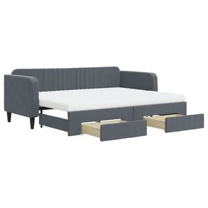 vidaXL Sof&aacute; cama nido con cajones terciopelo gris oscuro 80x200 cm