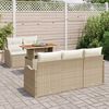 vidaXL Conjunto de sof&aacute; de jard&iacute;n 6 pcs Beige Polirat&aacute;n