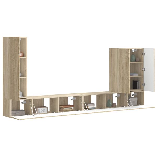 vidaXL Conjunto de mueble para TV de pared 6 pcs Roble Sonoma