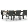 vidaXL Set de comedor de jard&iacute;n 7 pzas y cojines rat&aacute;n sint&eacute;tico negro