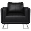 vidaXL Sillón con patas cromadas cuero sintético negro