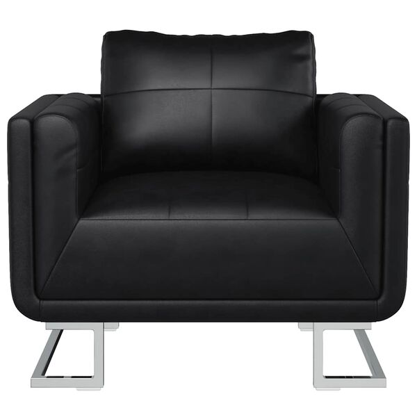 vidaXL Sillón con patas cromadas cuero sintético negro