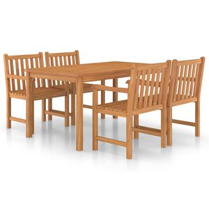 vidaXL Conjunto de comedor de jard&iacute;n de 5 piezas, 150 x 90 cm, madera maciza de teca