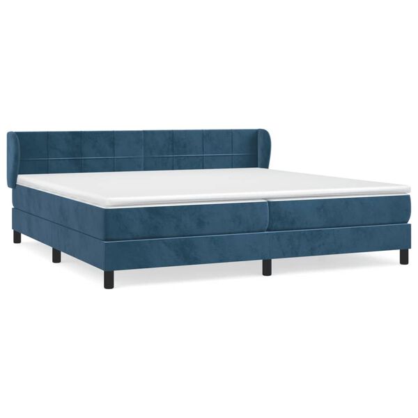 vidaXL Cama box spring con colch&oacute;n terciopelo azul oscuro 200x200 cm