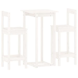 vidaXL Set de bar 3 piezas madera maciza de pino blanco