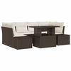 vidaXL Conjunto de sof&aacute; de jard&iacute;n 7 uds. Marr&oacute;n y crema