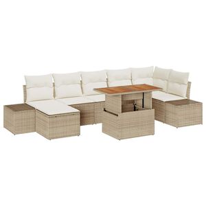 vidaXL Conjunto de sof&aacute; de jard&iacute;n con coj&iacute;n 8 pcs Beige y Crema