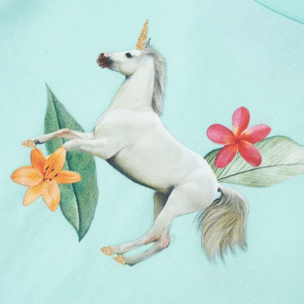 Camiseta infantil de manga corta verde agua 140