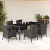 vidaXL Set de comedor de jard&iacute;n 7 pzas y cojines rat&aacute;n sint&eacute;tico negro