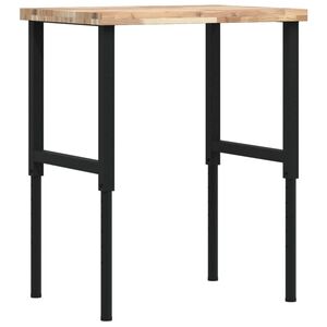 vidaXL Banco de trabajo rectangular madera maciza 80x60x(73-99,5) cm