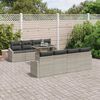 vidaXL Conjunto de sof&aacute; de jard&iacute;n 9 pcs Gris Claro rat&aacute;n sint&eacute;tico