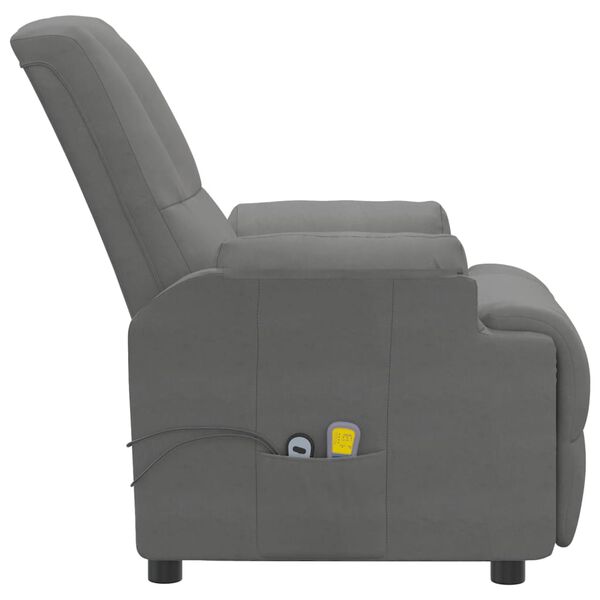 vidaXL Sill&oacute;n de masaje el&eacute;ctrico piel de ante sint&eacute;tico gris oscuro