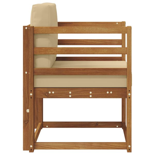 vidaXL Sof&aacute; de exterior Madera de Acacia S&oacute;lida y Poli&eacute;ster Natural