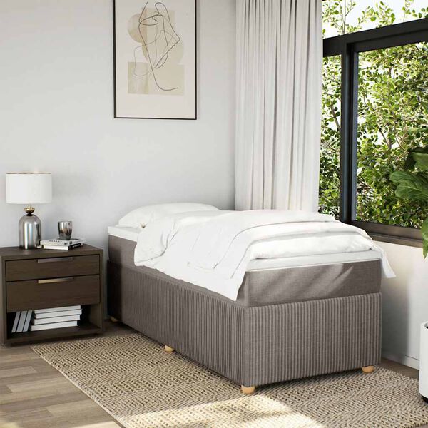 vidaXL Cama box spring con colch&oacute;n tela gris taupe 100x200 cm