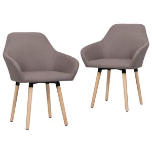 vidaXL Sillas de comedor 2 unidades tela gris taup&eacute;